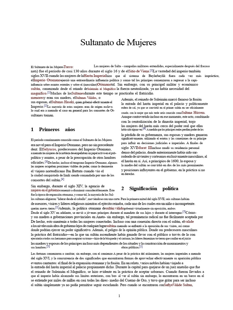 El Sultanato de las Mujeres Otomano | PDF | Sultán | Monarquía
