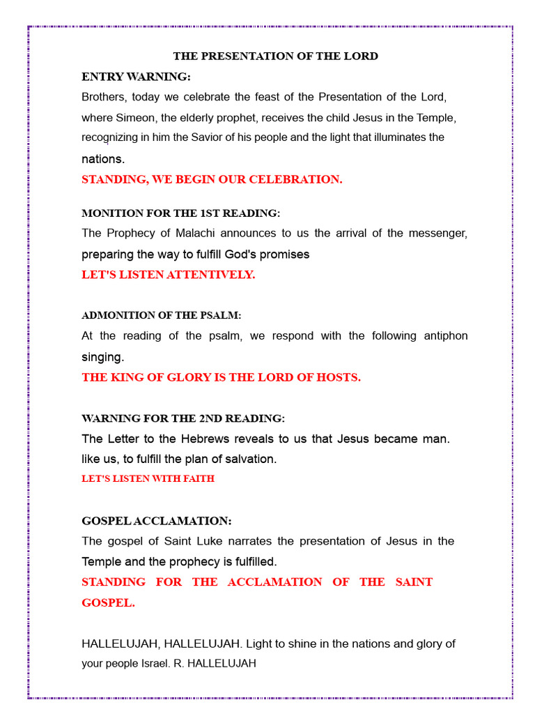 The Presentation of The Lord | PDF