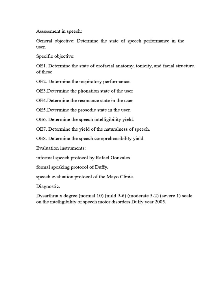 Speech Performance Assessment Guide | PDF