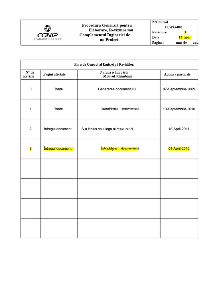 CC PG 002 Procedura Generală de Inginerie Rev3 | PDF