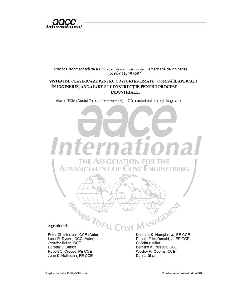 Norma AACE Internațional 18R 97 | PDF
