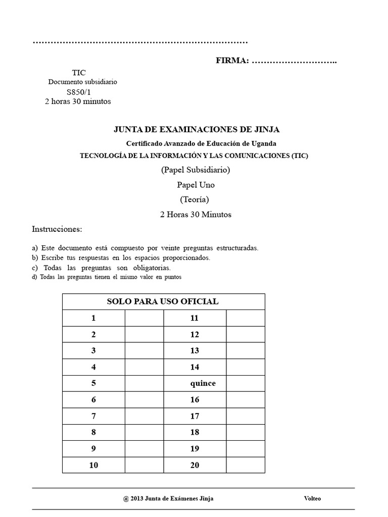 Examen Avanzado de TIC en Uganda | PDF | Tecnología de información y ...