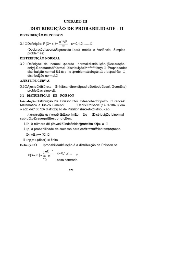 Distribuições de Probabilidade: Poisson e Normal | PDF | Distribuição ...