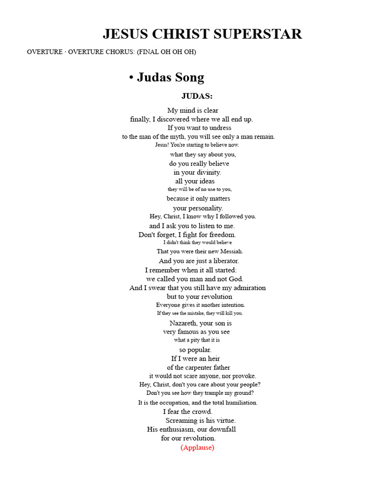 Jesus Christ Superstar Libretto PDF Pontius Pilate Jesus
