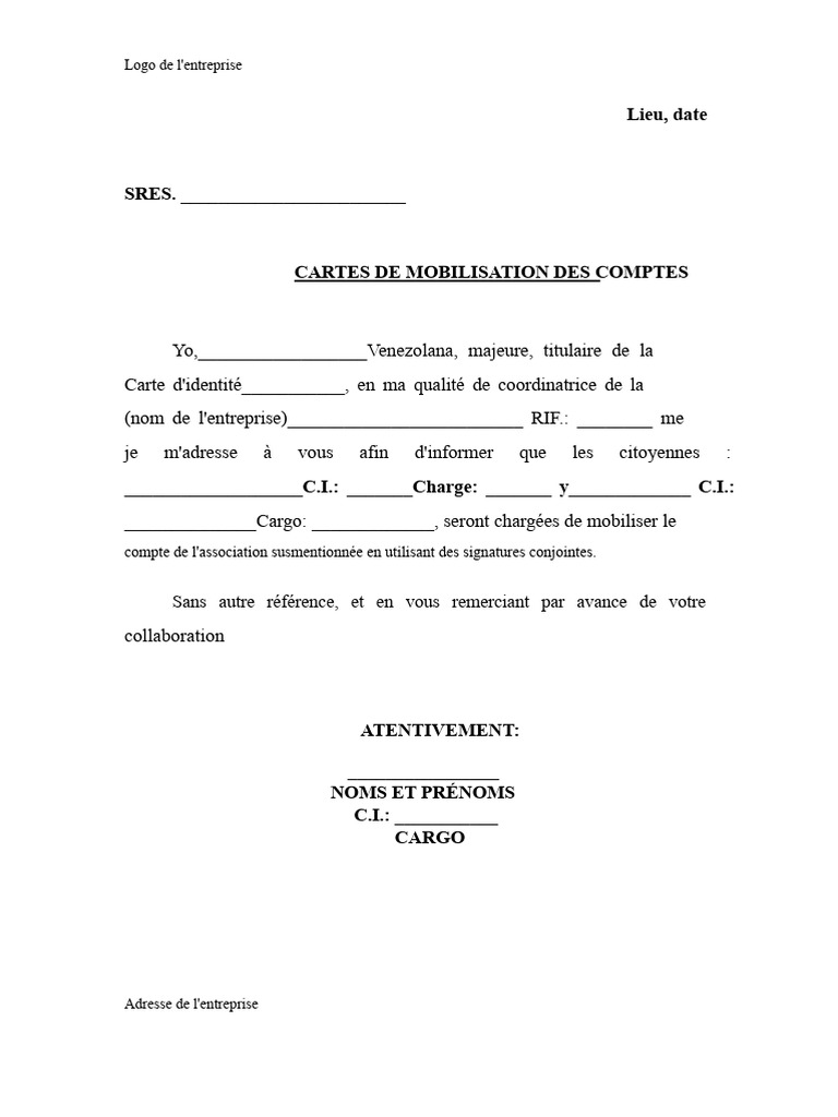 Mobilisation des Comptes d'Entreprise | PDF