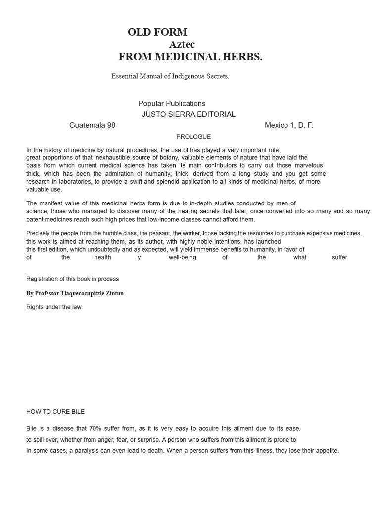 Ancient Aztec Form | PDF | Garlic | Water