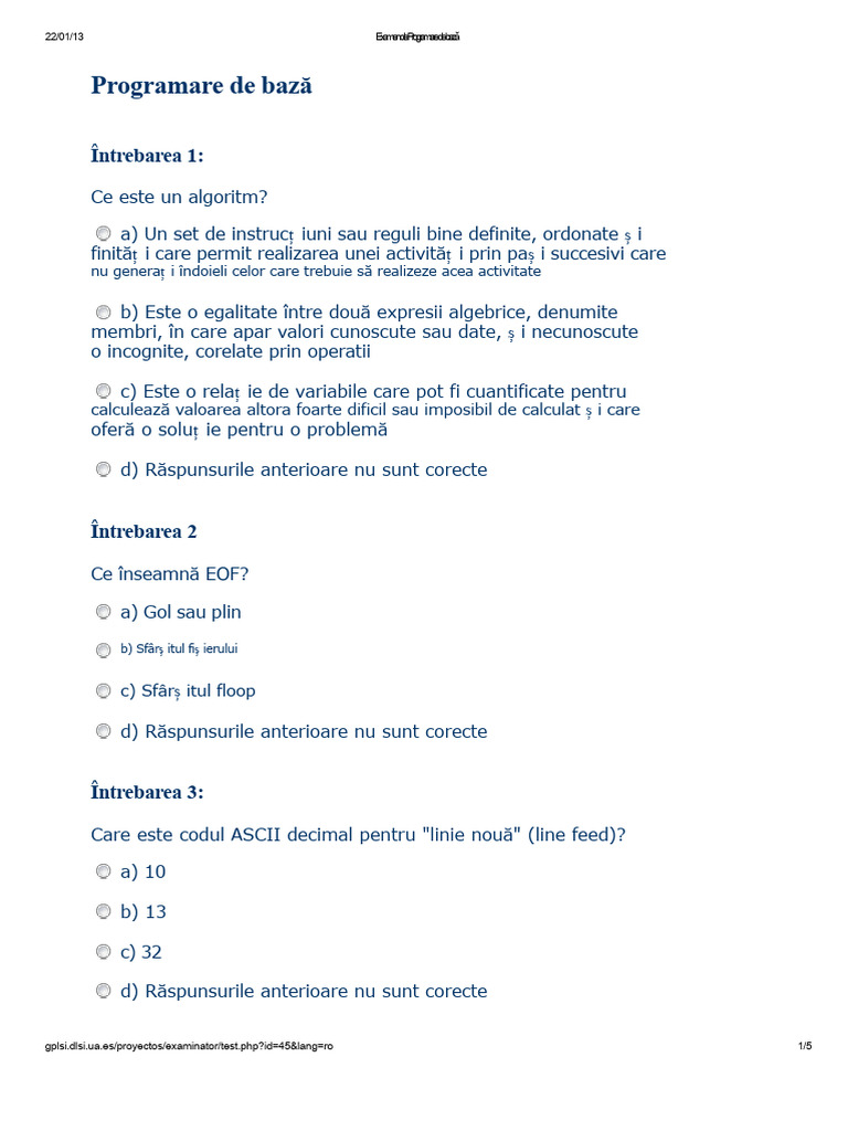 Examen de Programare de Bază | PDF