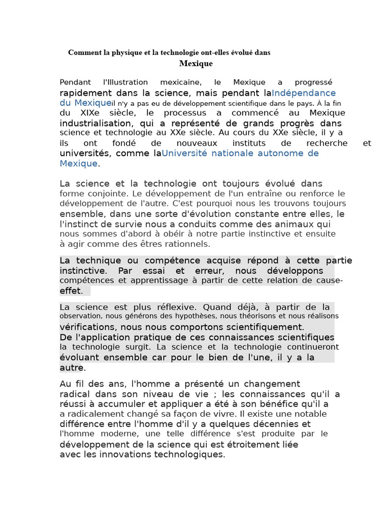 Évolution de la science et technologie au Mexique | PDF | Science | Mexique