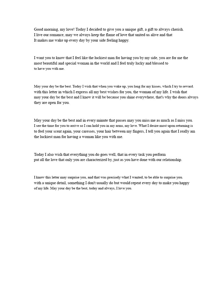 Morning Love Letter to My Wife | PDF