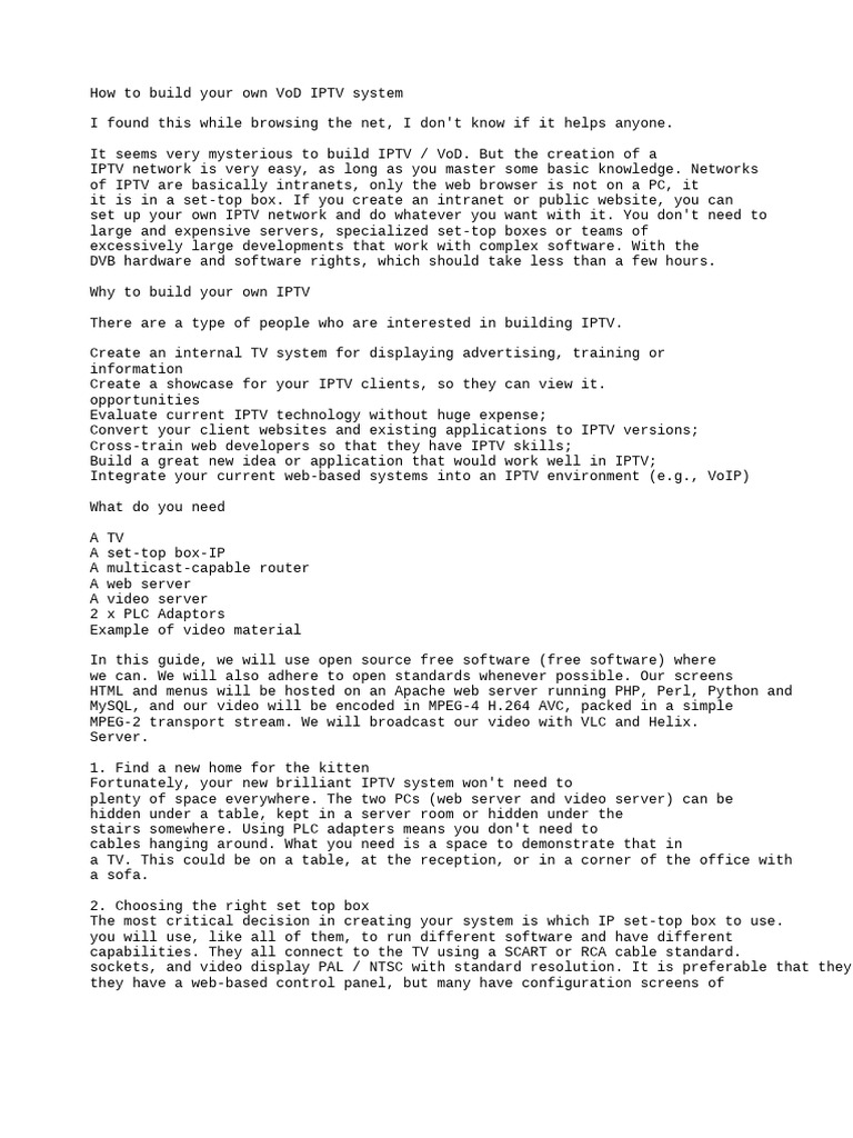 Build Your Own VoD IPTV System | PDF | Computer Network | World Wide Web