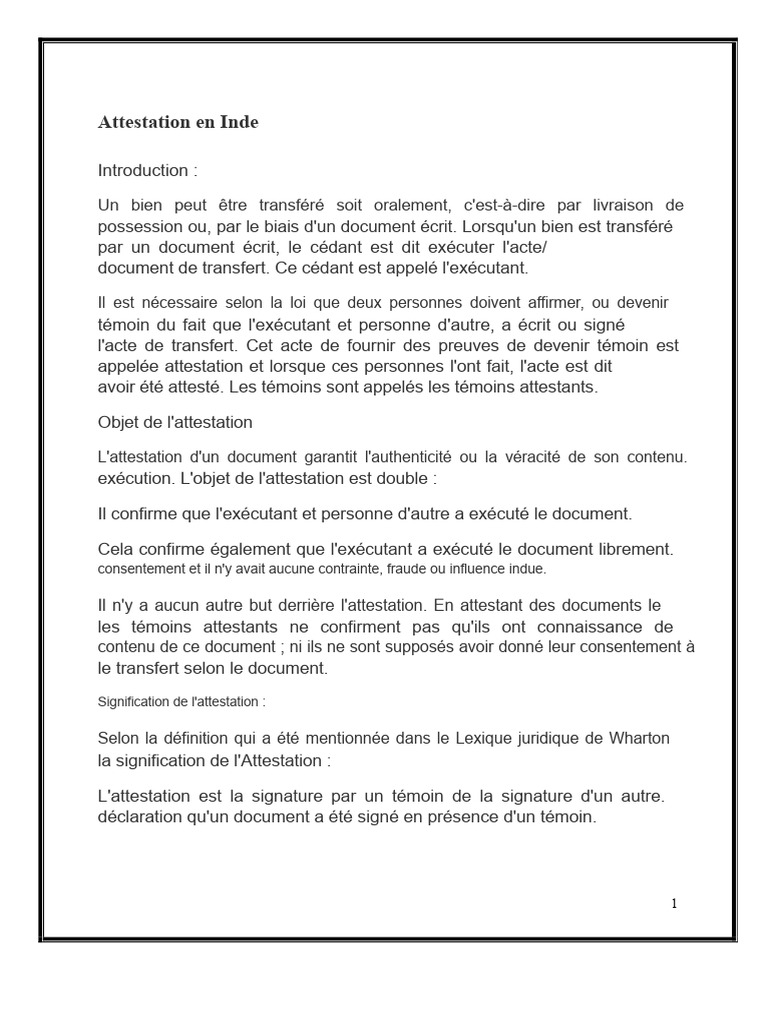Signification et rôle de l'attestation | PDF | Loi | Justice