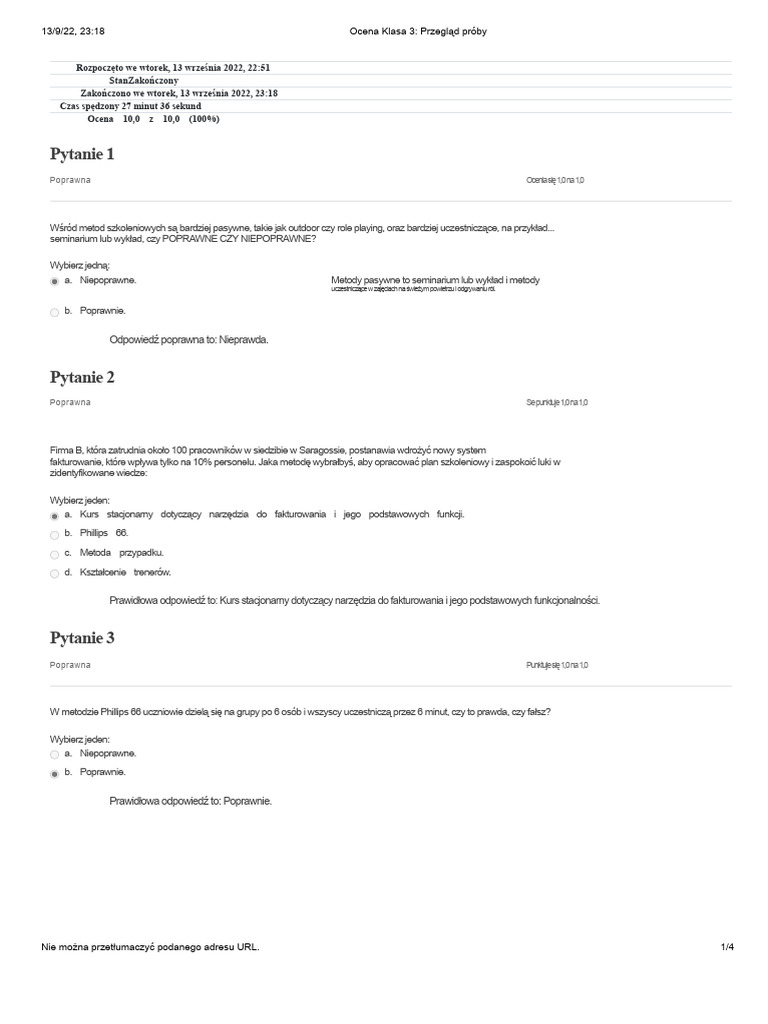 Ocena Klasa 3 - Przegląd Próby | PDF