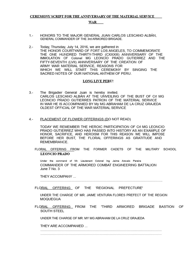 Script For War Material Day | PDF | Military