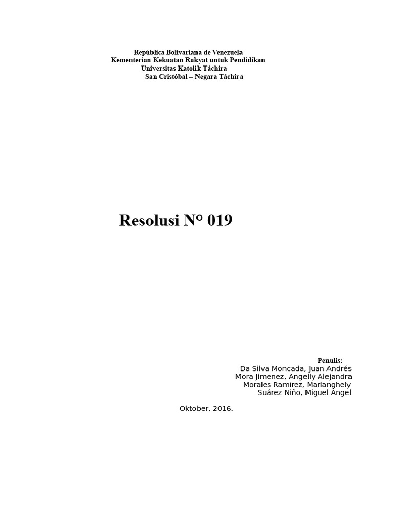 Resolusi No. 019 | PDF