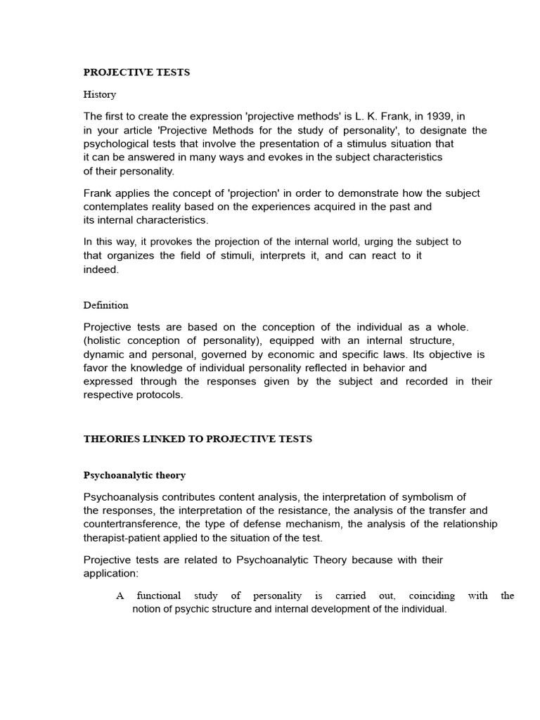 Understanding Projective Tests in Psychology | PDF | Emotions | Psychology