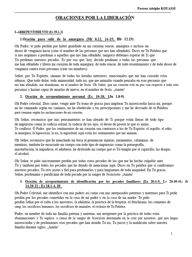 Oraciones de Liberación y Arrepentimiento | PDF | Pecado | Dios el padre