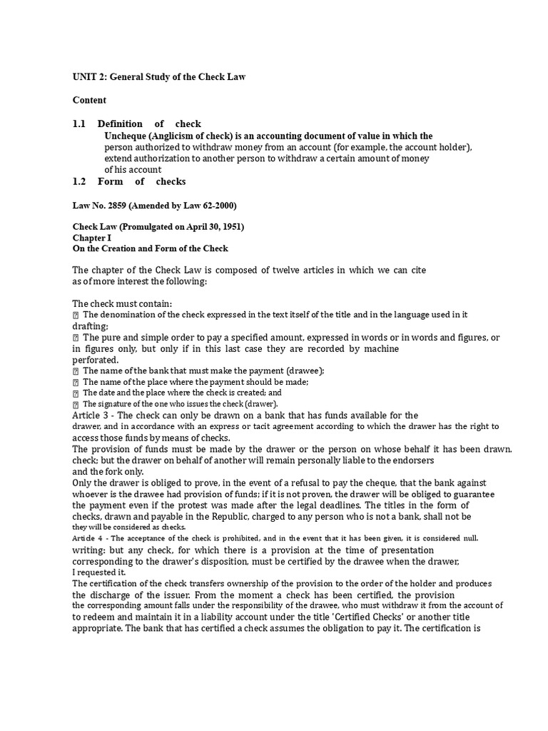 Overview of Check Law Regulations | PDF | Cheque | Banks