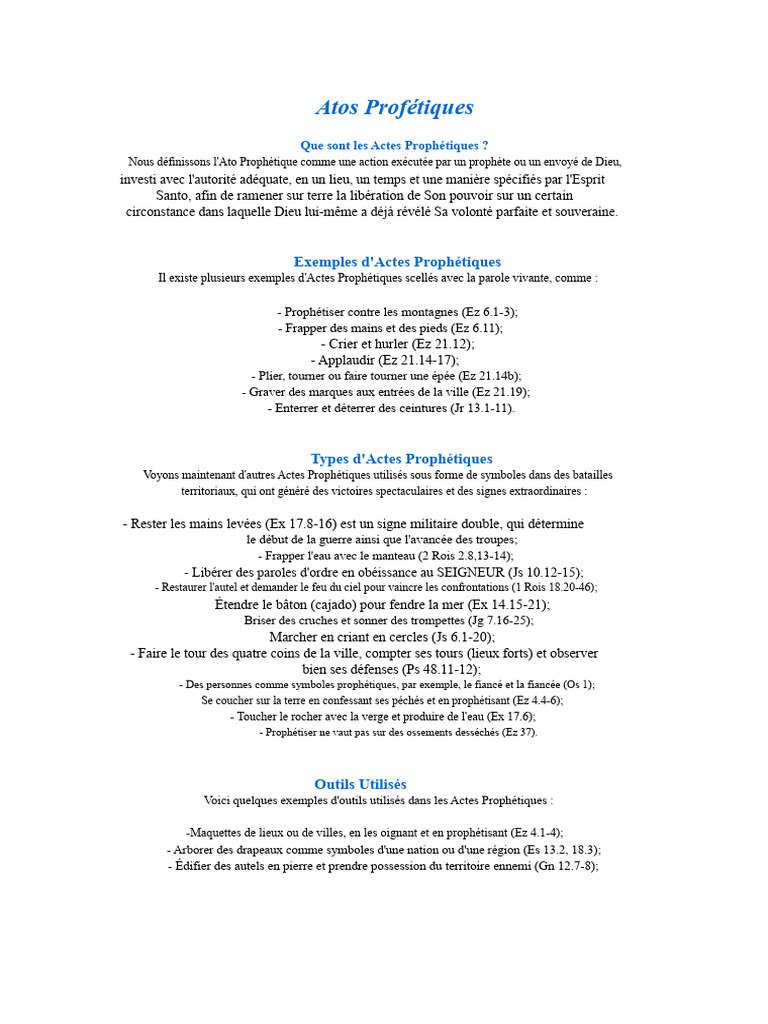 Actes Prophétiques : Définition et Exemples | PDF