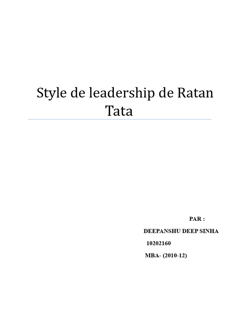 Leadership Charismatique de Ratan Tata | PDF | Économie