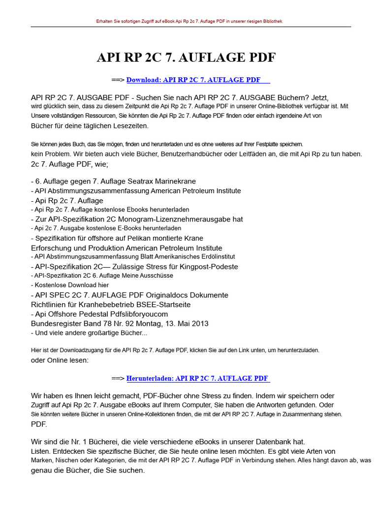 Api RP 2c 7te Ausgabe PDF | PDF