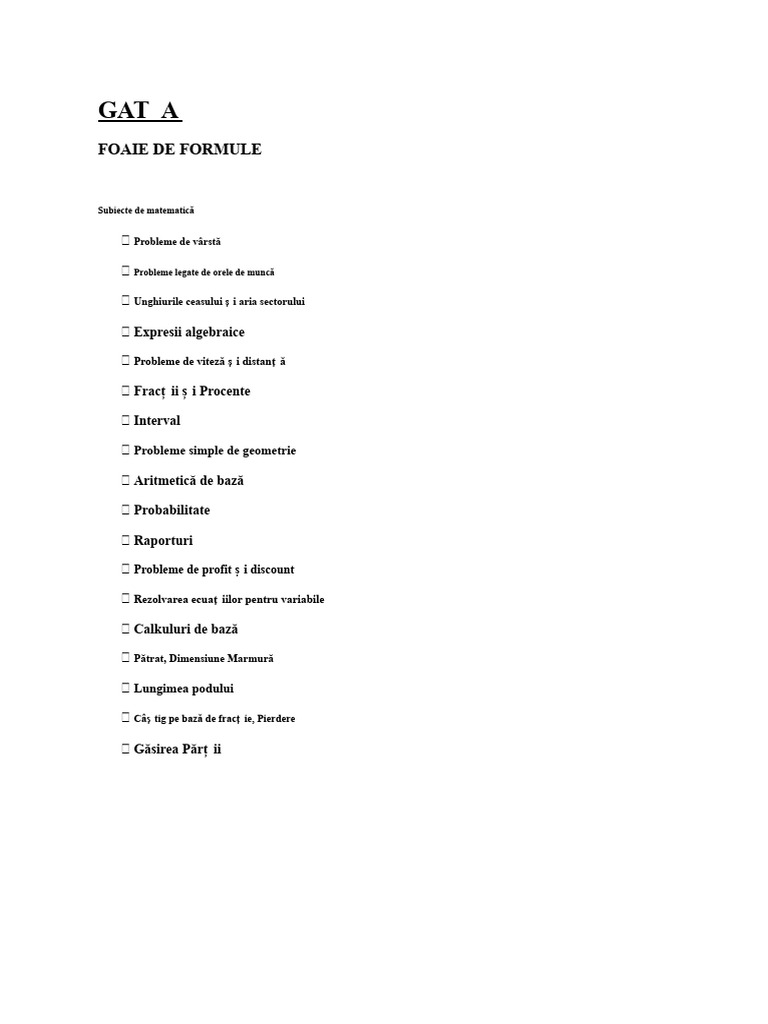 Lista de Formule | PDF