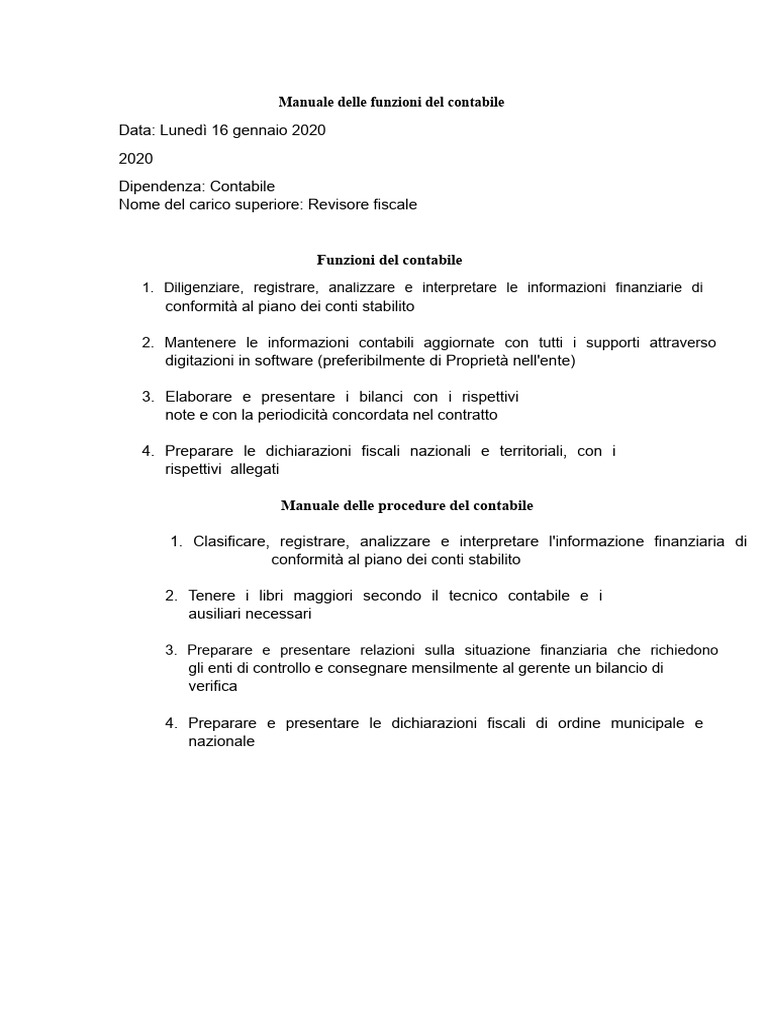 Manuale Delle Funzioni Del Contabile | PDF