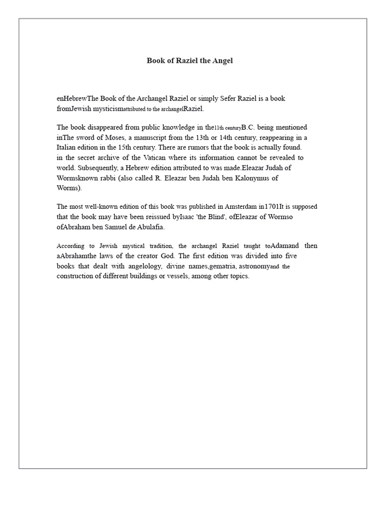 Book of Raziel: Jewish Mysticism Insights | PDF