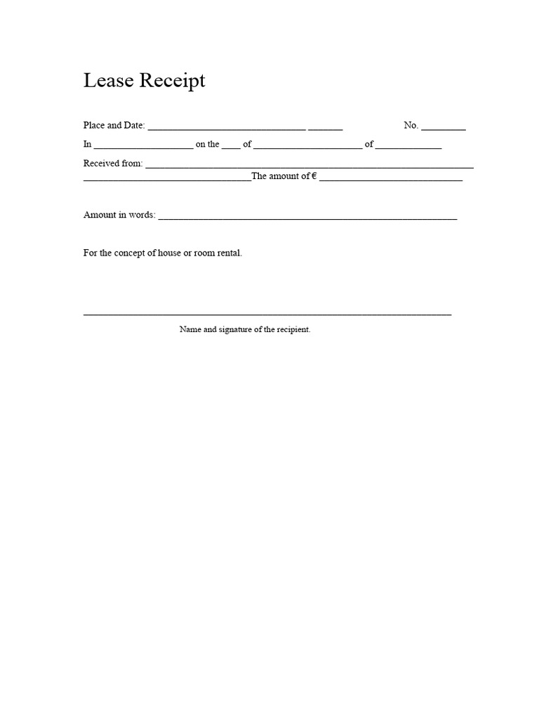Free Rental Receipt Template To Fill Out | PDF