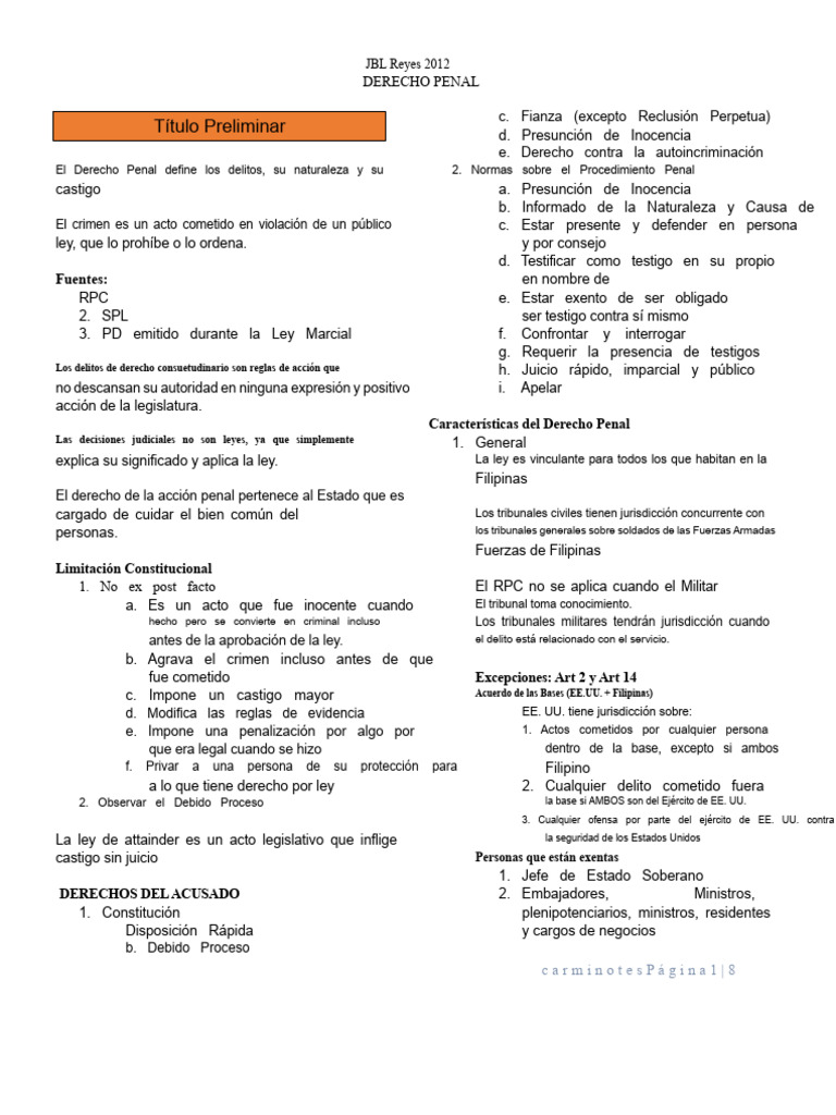 Fundamentos del Derecho Penal en Filipinas | PDF | Crímenes | Crimen y ...