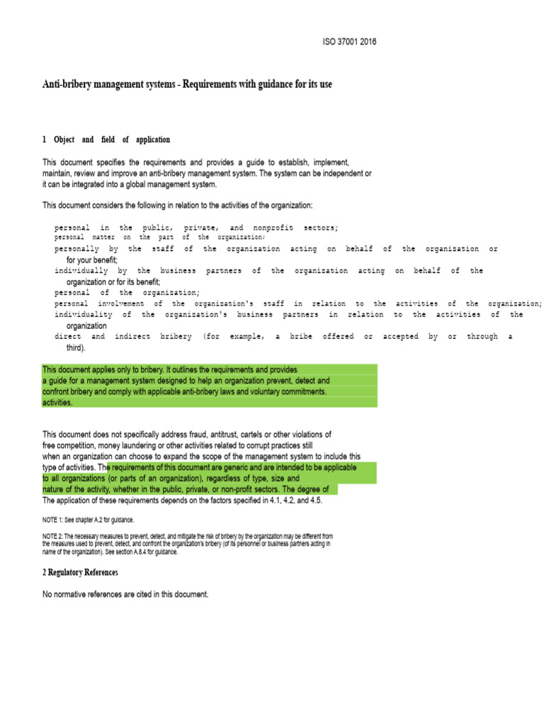 ISO 37001: Anti-Bribery Management Guide | PDF | Audit | Regulatory ...