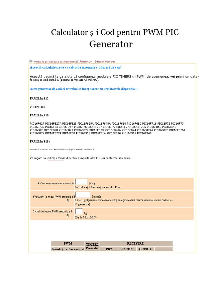 Calculator PWM PIC | PDF