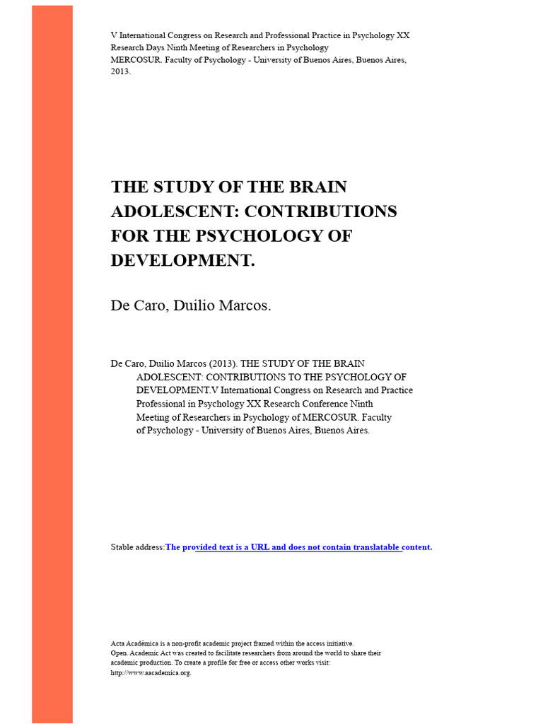 De Caro, Duilio Marcos (2013) - The Study of The Adolescent Brain ...