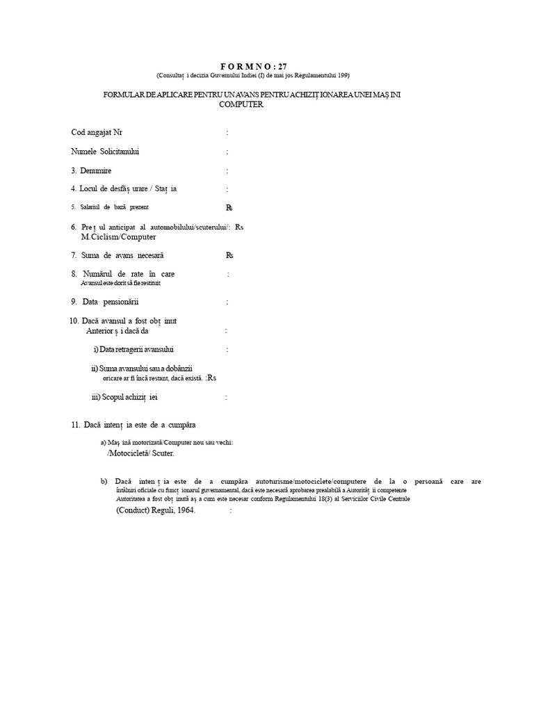 Formular de Aplicație Avans Pentru Computer 27 | PDF