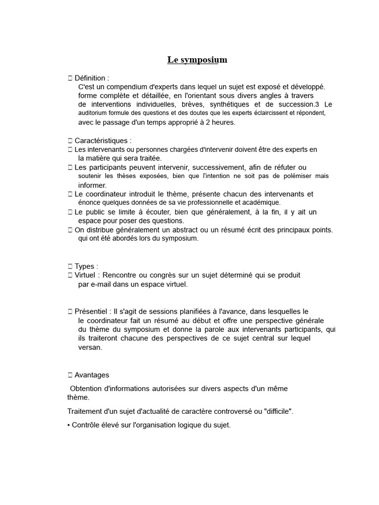 Organiser un symposium efficace | PDF