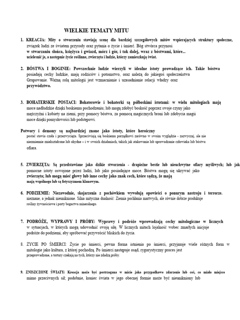 Wielkie Tematy Mitu | PDF