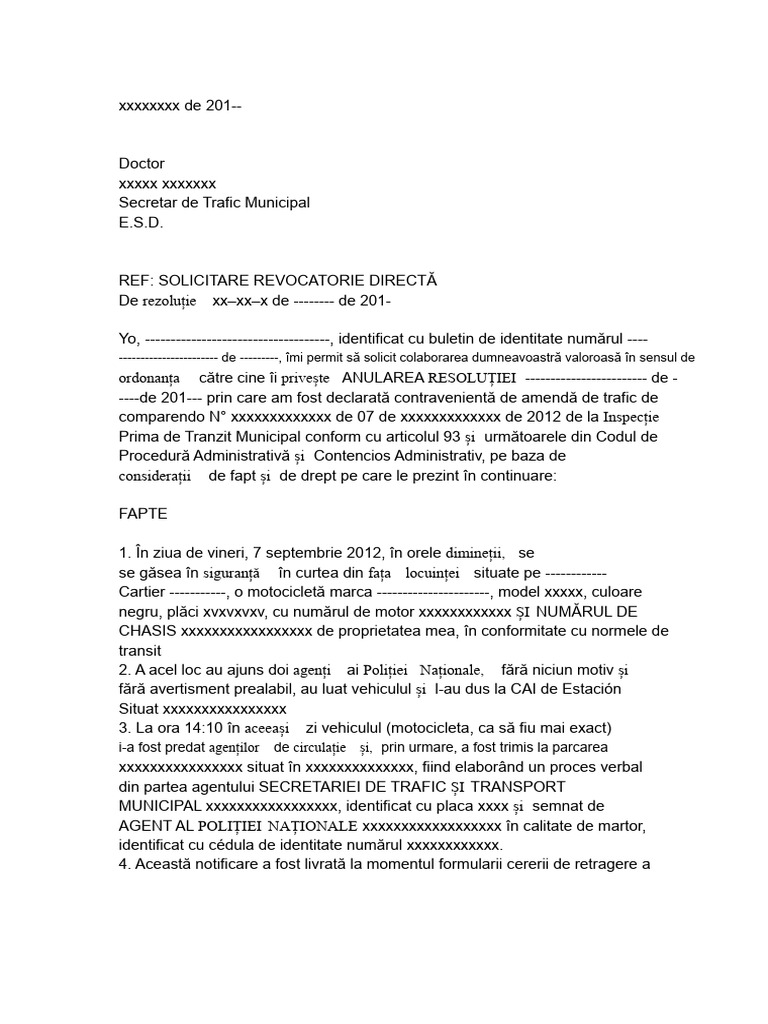 Cerere de Revocare Directă | PDF