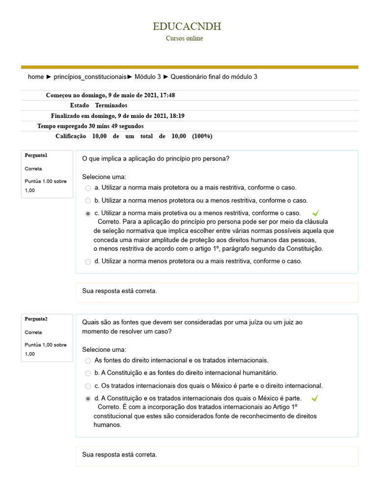 Questionário Final Do Módulo 3 | PDF | Constituição | Tratado