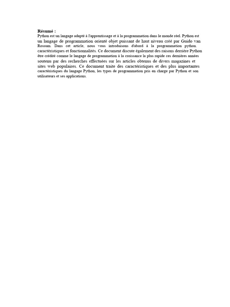 Introduction au langage Python et ses atouts | PDF | Programmation ...
