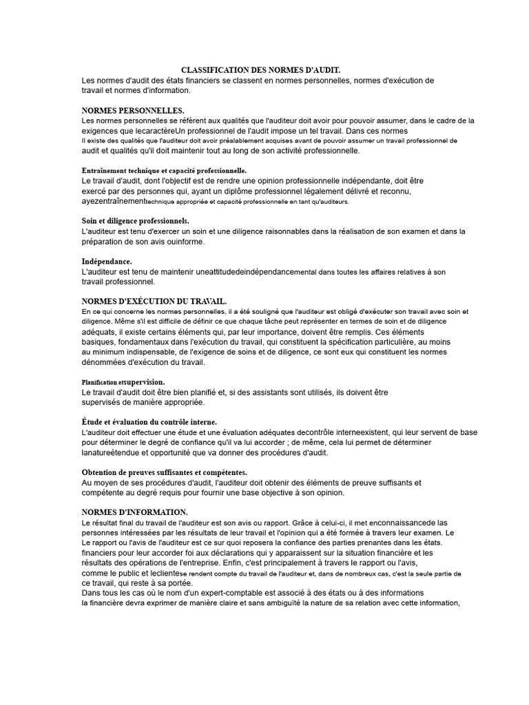 Normes d'Audit des États Financiers | PDF | Audit | Contrôle interne