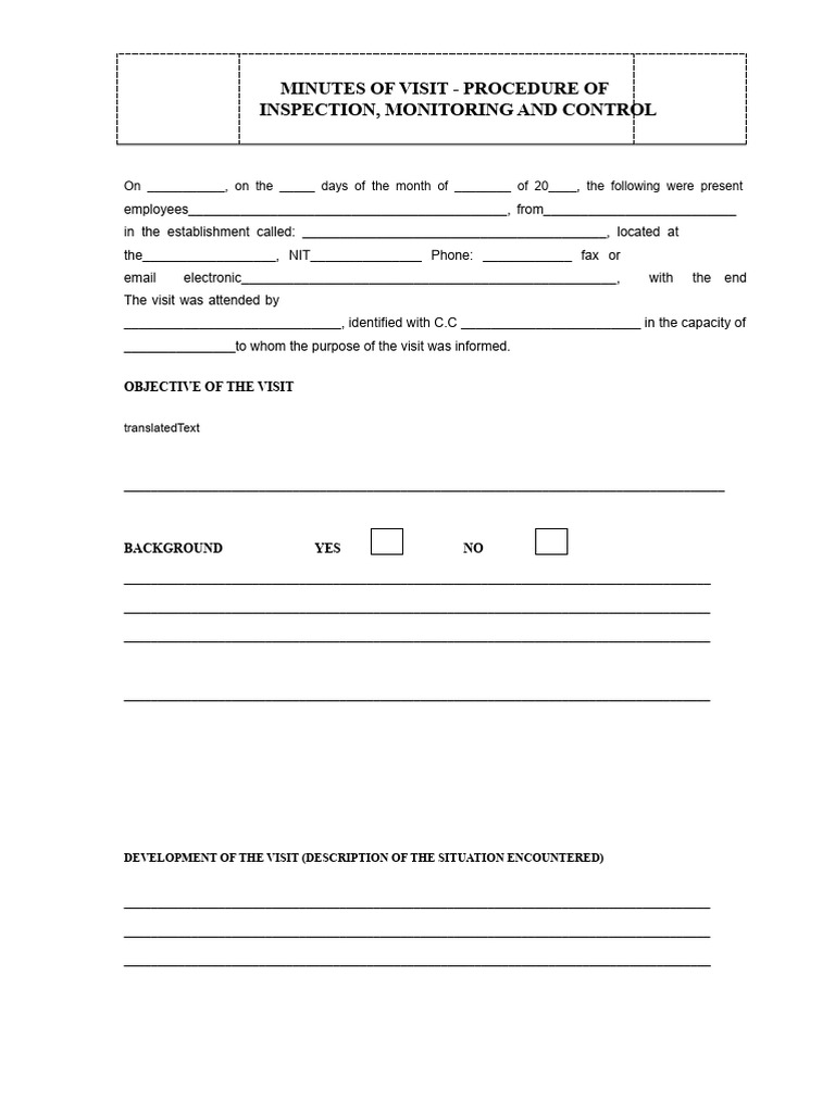Record of The Inspection, Surveillance, and Control Visit. | PDF ...