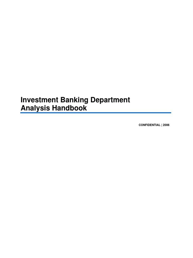 Investment Banking Analysis Handbook | PDF | Earnings Before Interest ...