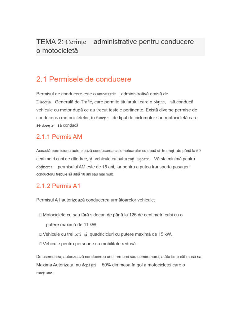 Manual de Conducere AM - TEMA 2 | PDF