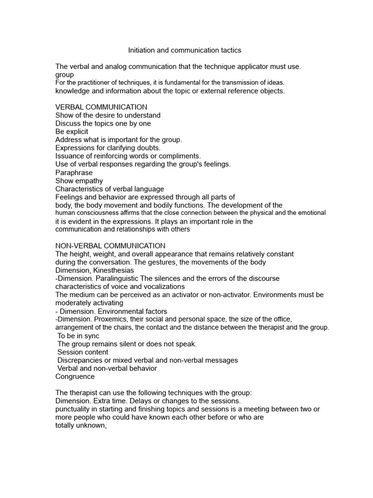 Communication Tactics for Group Dynamics | PDF | Communication ...