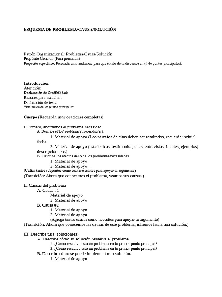 Esquema Problema-Causa-Solución | PDF