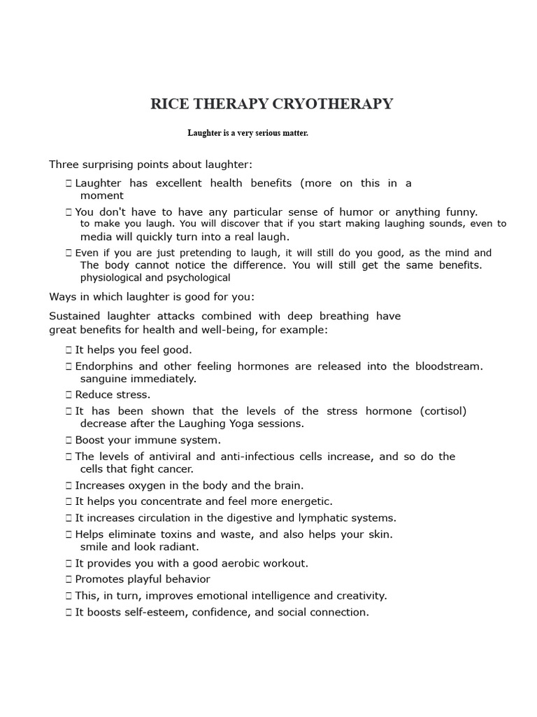 Health Benefits of Laughter Therapy | PDF | Laughter | Humour