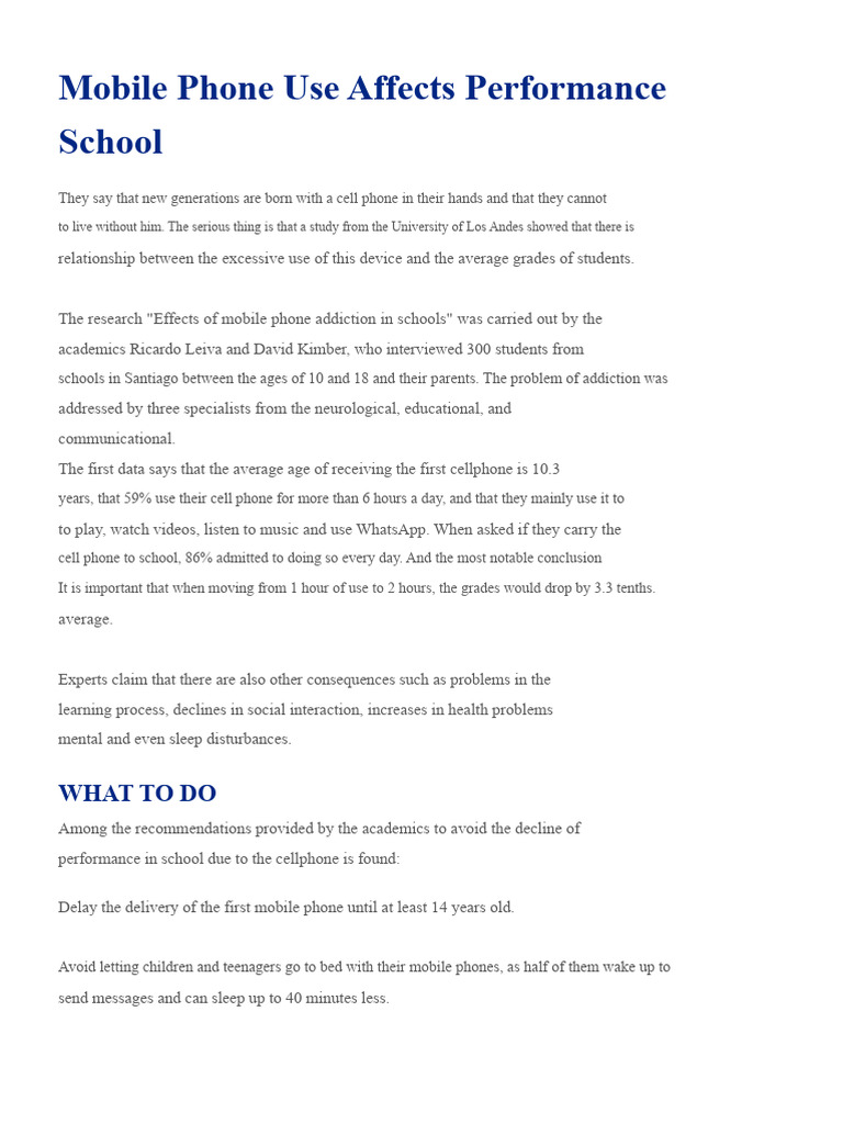 Mobile Phones Impact Student Grades | PDF | Mobile Phones