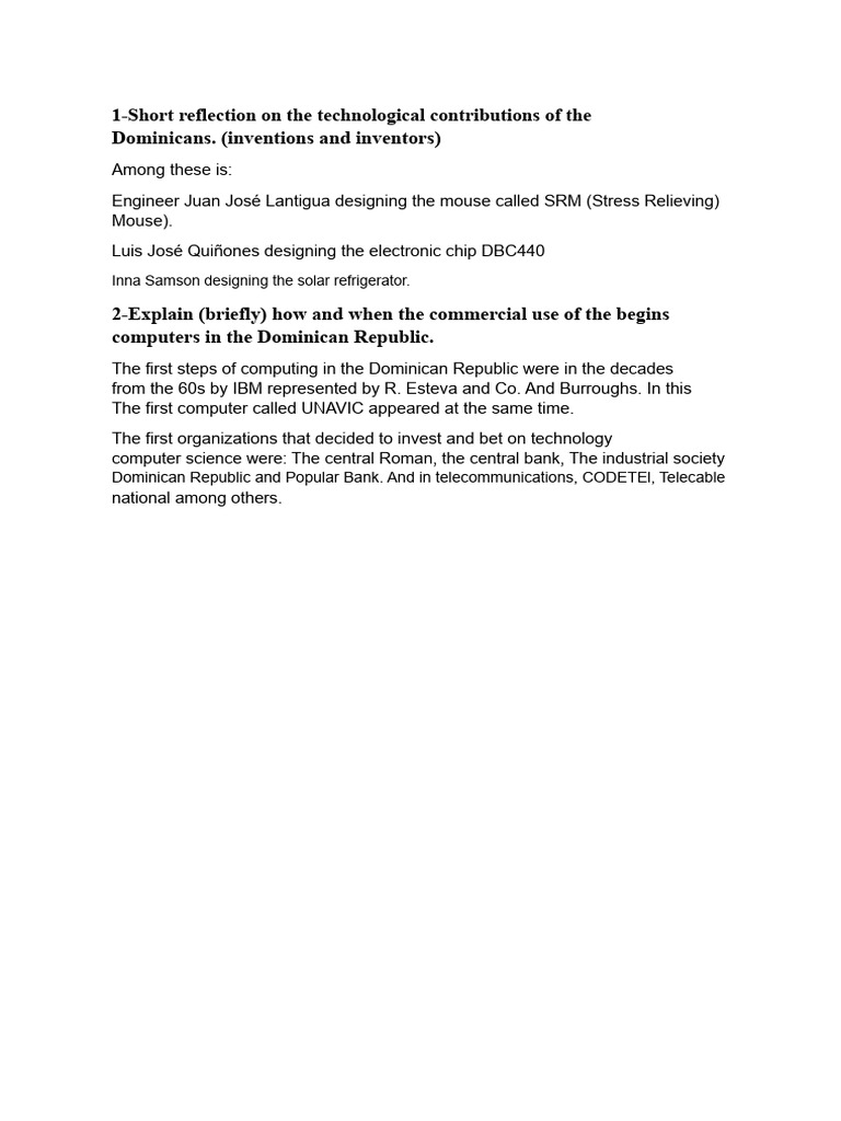 Dominican Tech Innovations and Computing History | PDF
