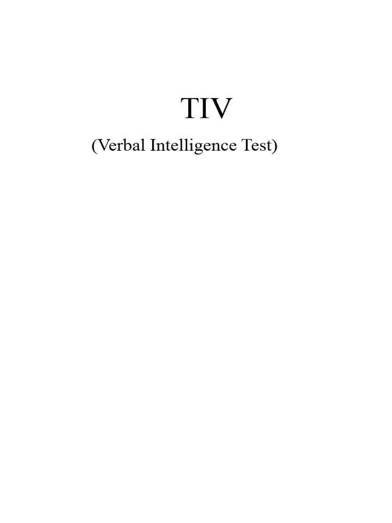 TIV Verbal Intelligence Test Guide | PDF