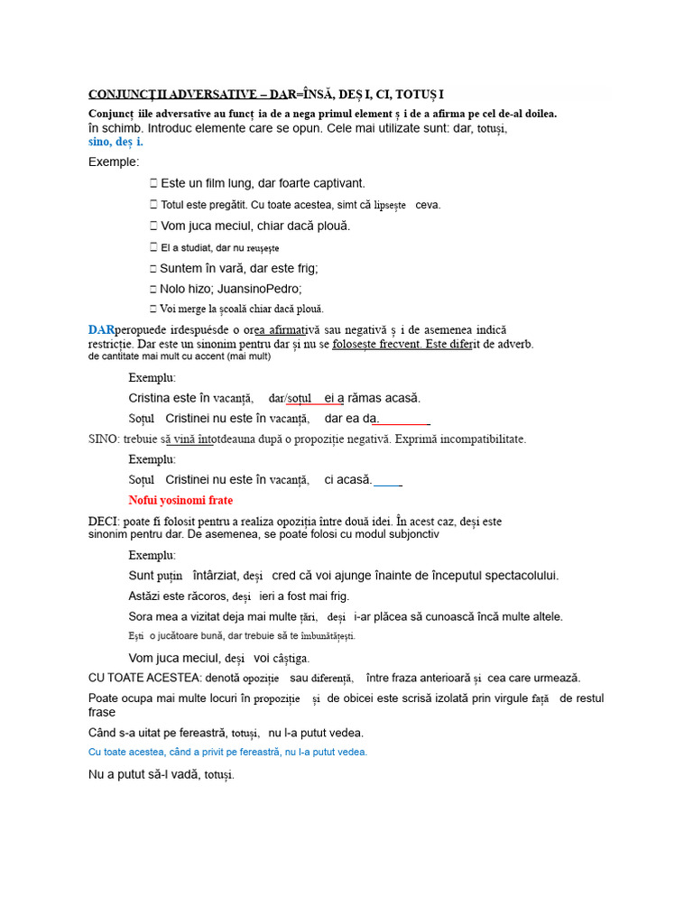 Conjuncții Adversative | PDF