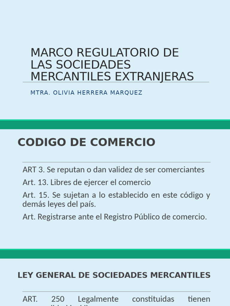 6 Marco Regulatorio de Las Sociedades Mercantiles Extranjeras | PDF